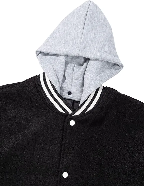 1PA1 Unisex Detachable Hooded Baseball Jacket