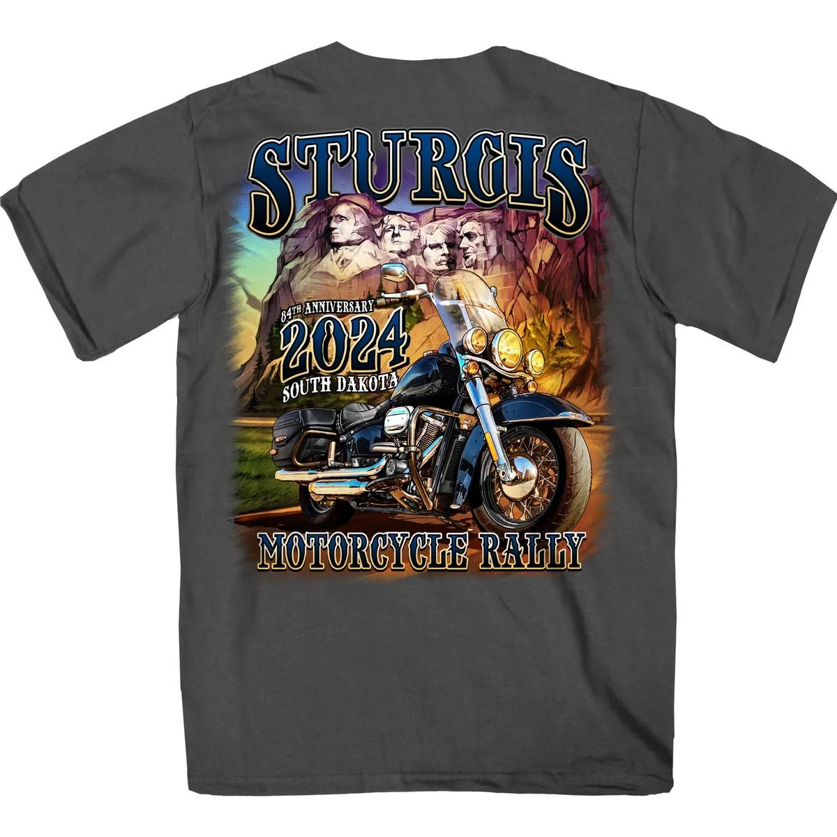 2024 Sturgis Men's Rushmore Charcoal Motorcycle Rally T-Shirt SPB1132