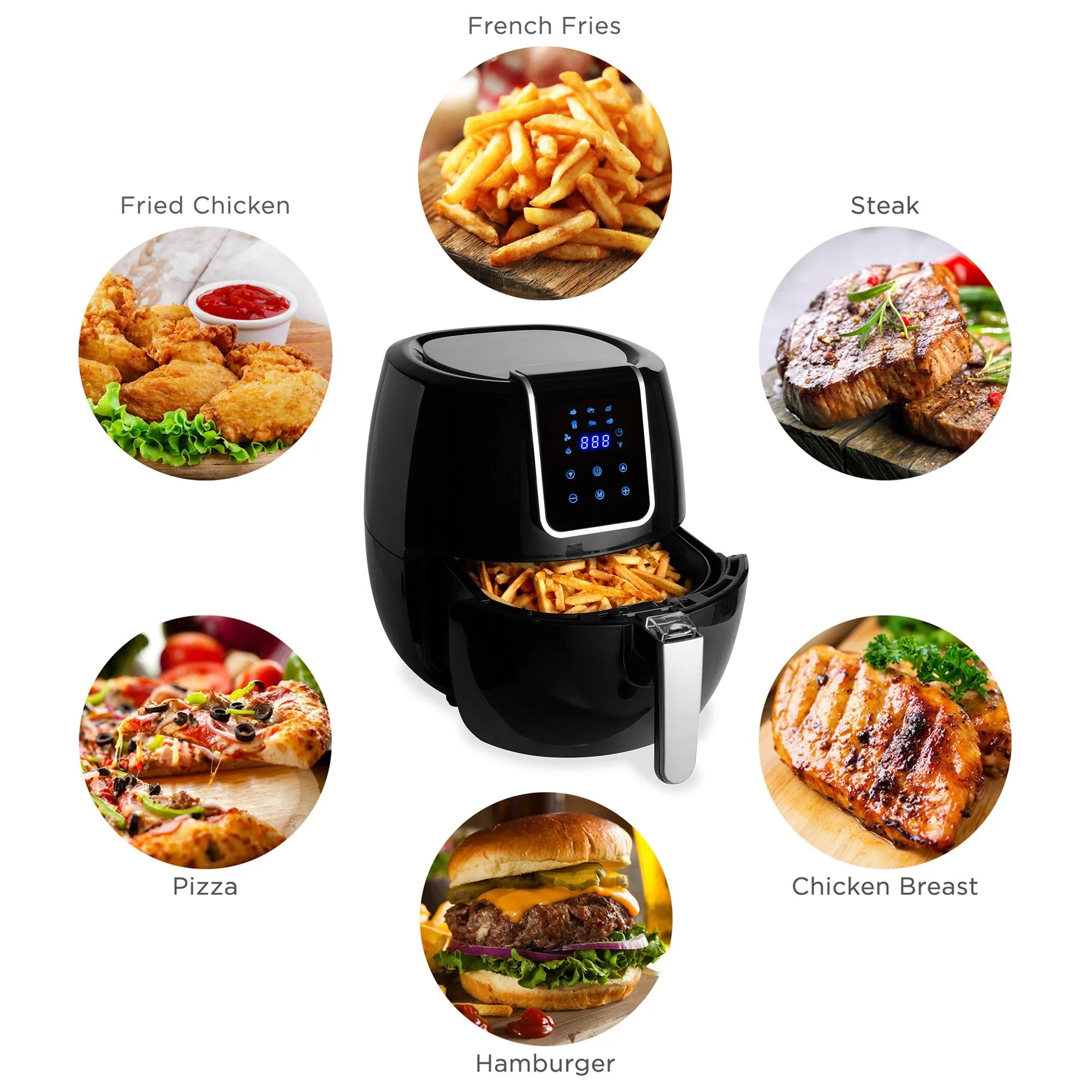 5.5qt 6-in-1 Digital Non-Stick Air Fryer Appliance w/ LCD Screen, Timer