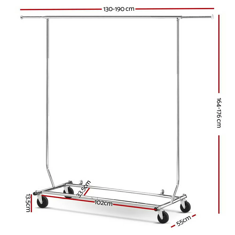 Adjustable Chrome Clothes Rack with Lockable Casters - Artiss