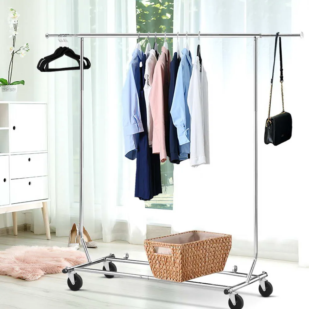 Adjustable Chrome Clothes Rack with Lockable Casters - Artiss