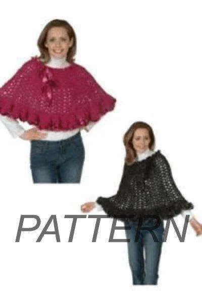 Alpaca Boucle Trimmed Crochet Poncho Pattern