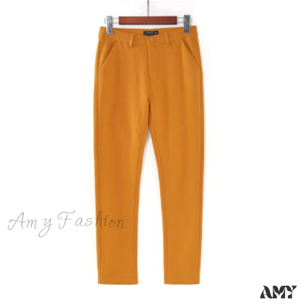 Amy Fashion - Slim Straight All Match Casual Capris Pants