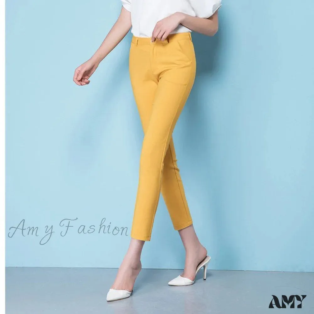 Amy Fashion - Slim Straight All Match Casual Capris Pants