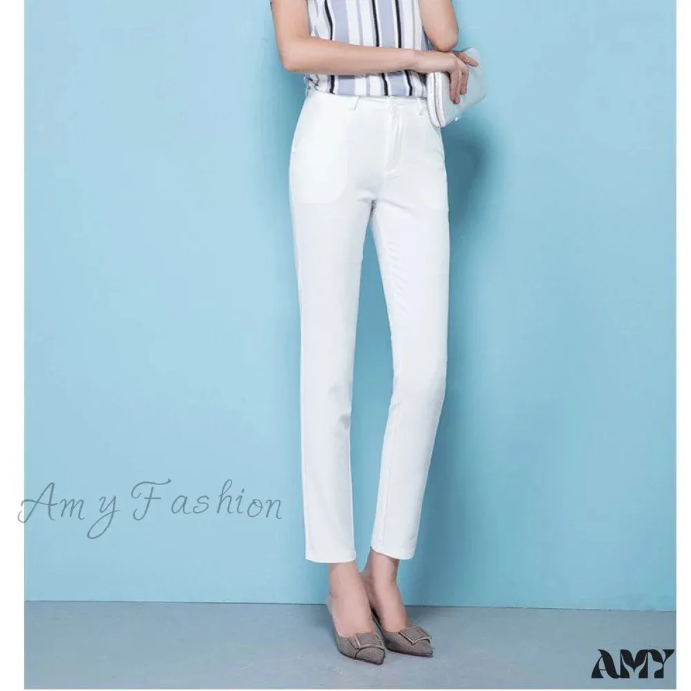 Amy Fashion - Slim Straight All Match Casual Capris Pants