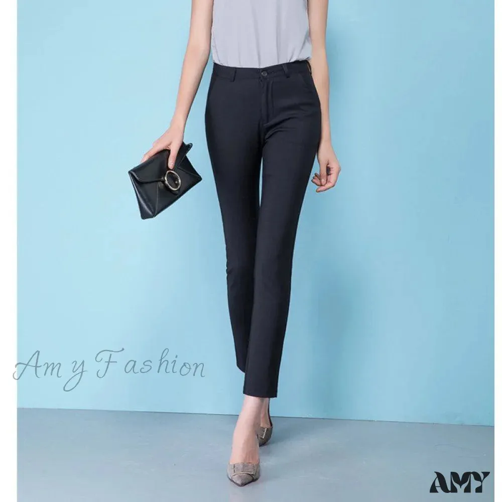 Amy Fashion - Slim Straight All Match Casual Capris Pants