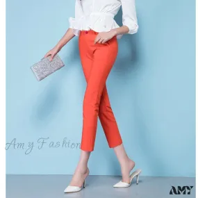 Amy Fashion - Slim Straight All Match Casual Capris Pants