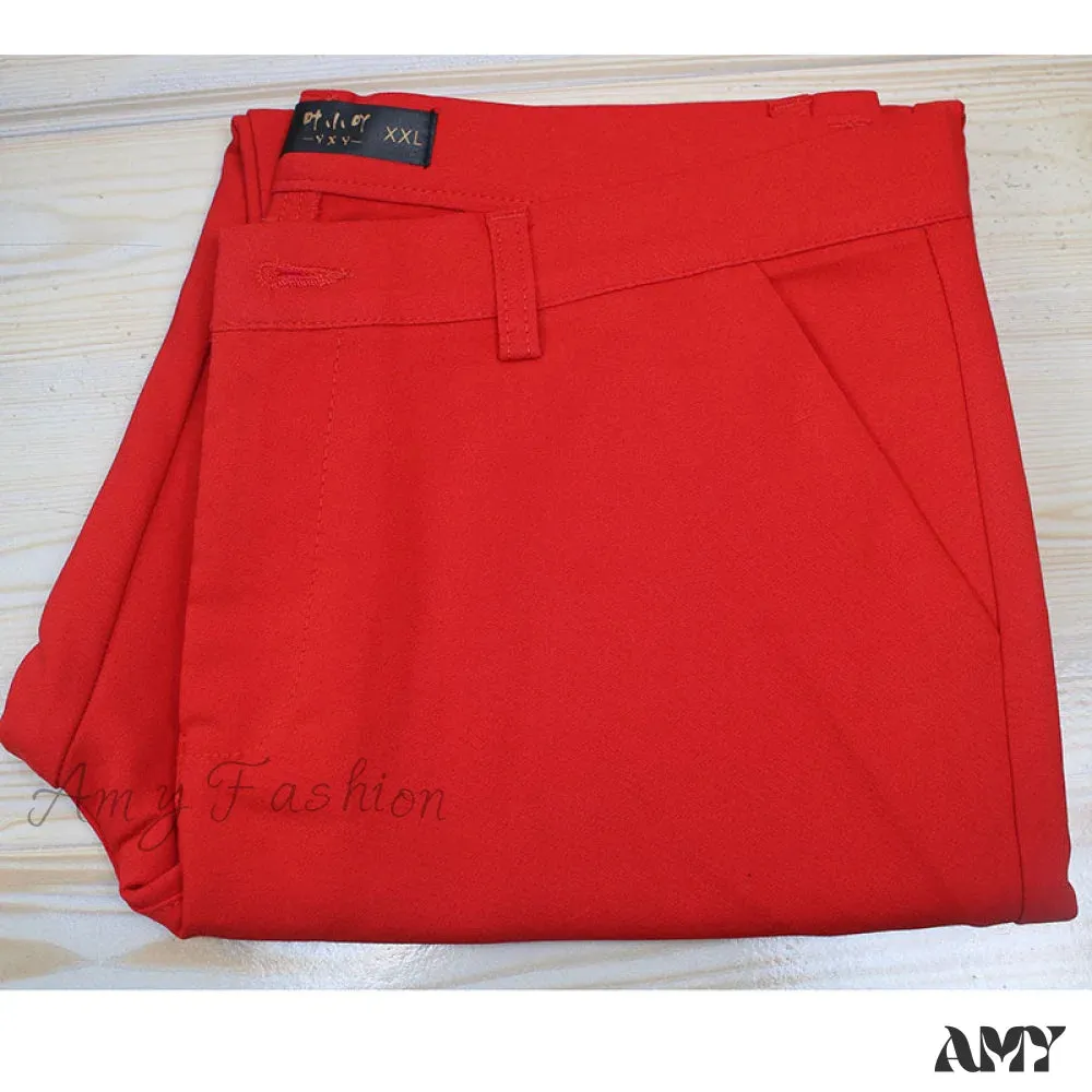 Amy Fashion - Slim Straight All Match Casual Capris Pants