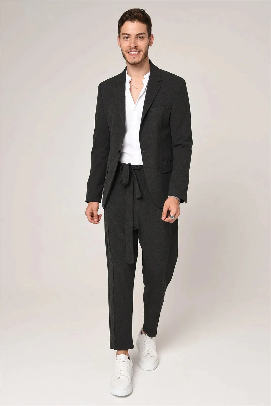 Antioch Dark Grey Blazer With Three Front Pockets