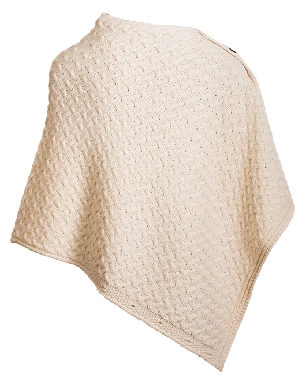 Aran Merino Wool Knit Button Poncho