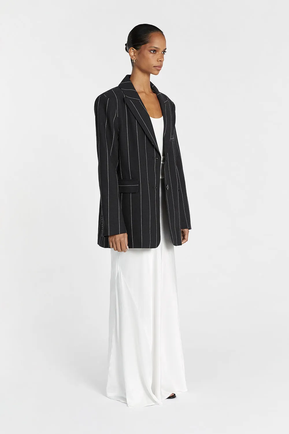 AVA BLACK PINSTRIPE BLAZER