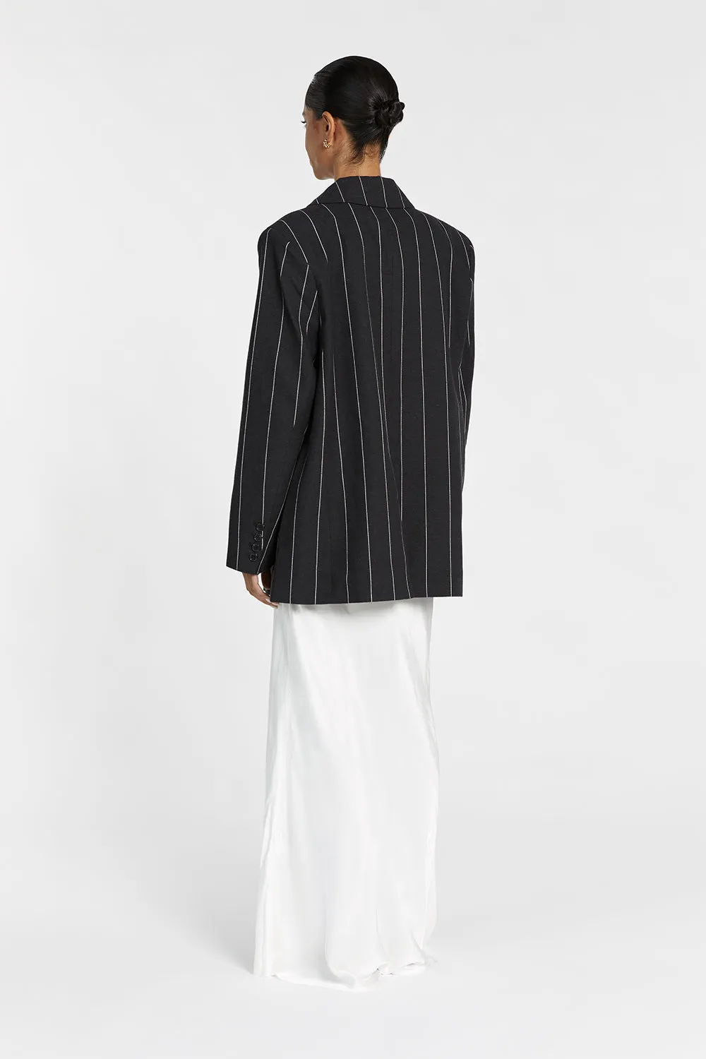 AVA BLACK PINSTRIPE BLAZER