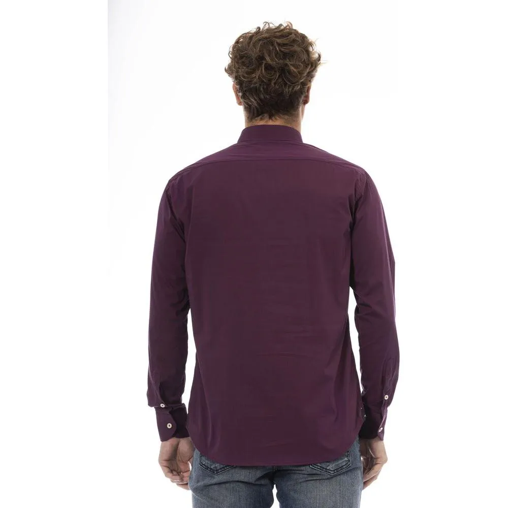 Baldinini Trend Burgundy Cotton Men Shirt