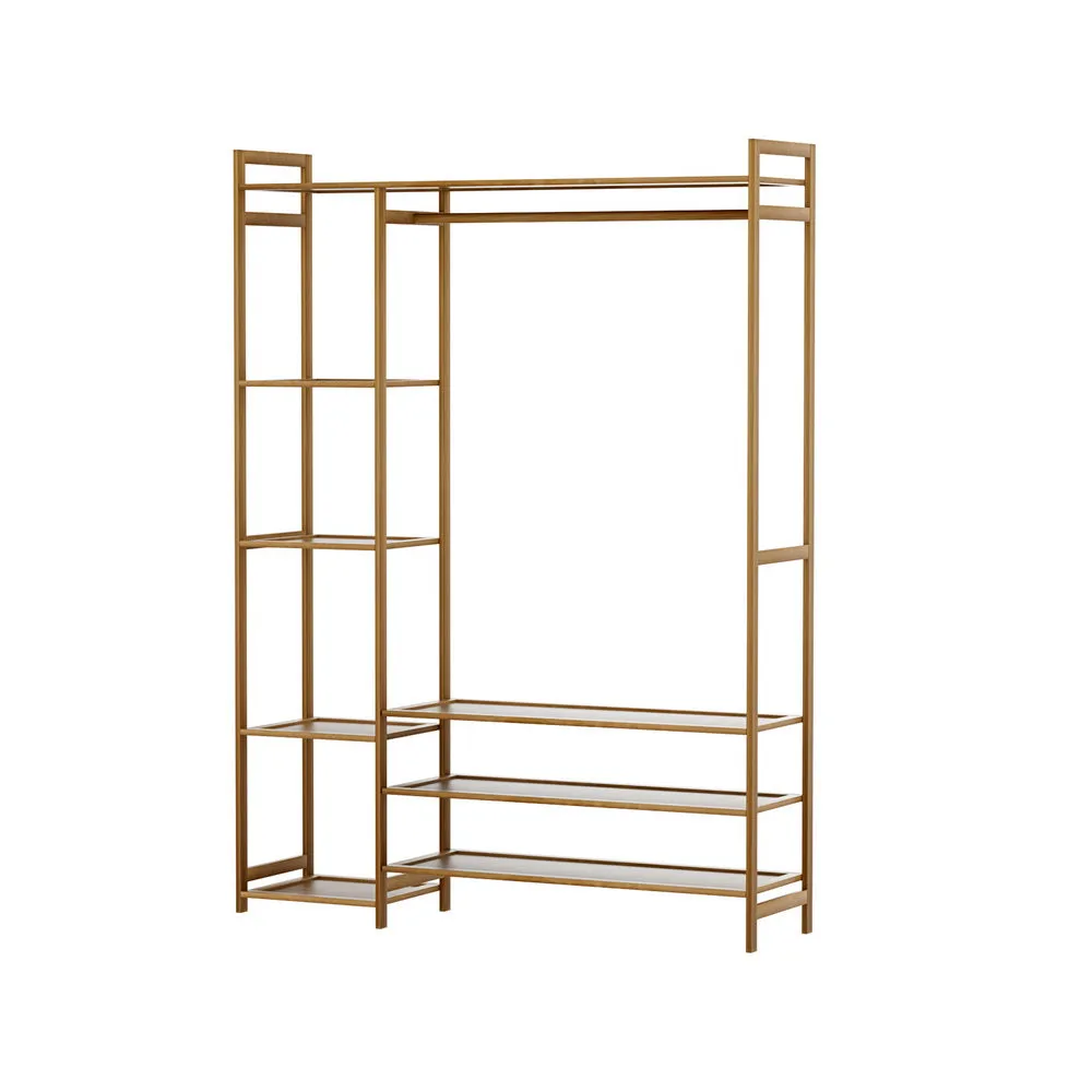 Bamboo 8-Shelf Clothes Rack, Coat Stand with Hanging Rail Artiss