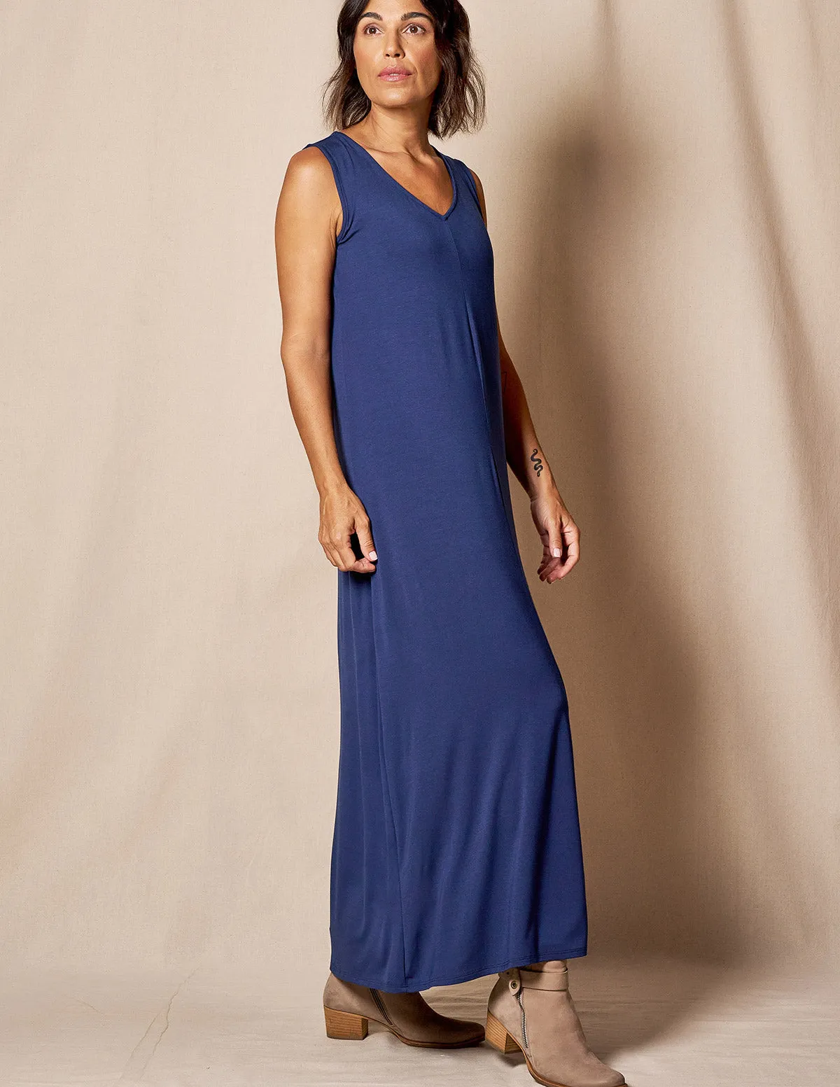 Bamboo A-Line Tank Dress - Navy