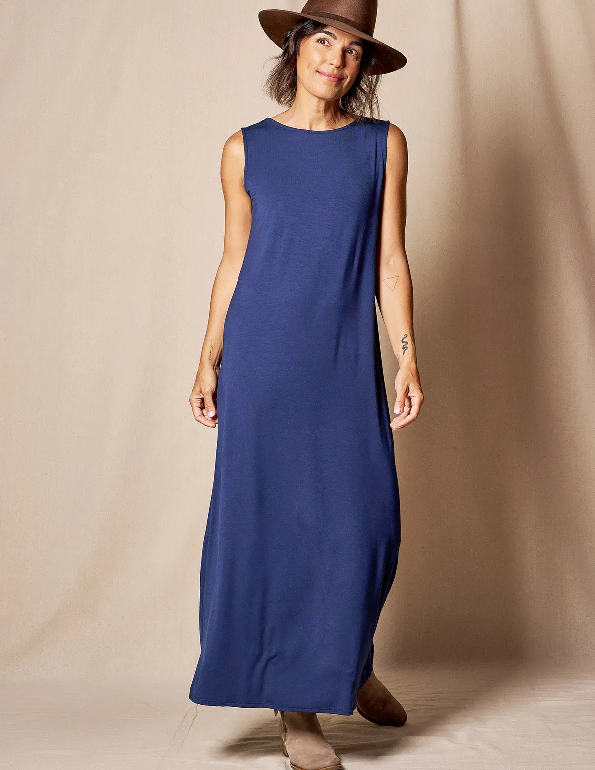 Bamboo A-Line Tank Dress - Navy