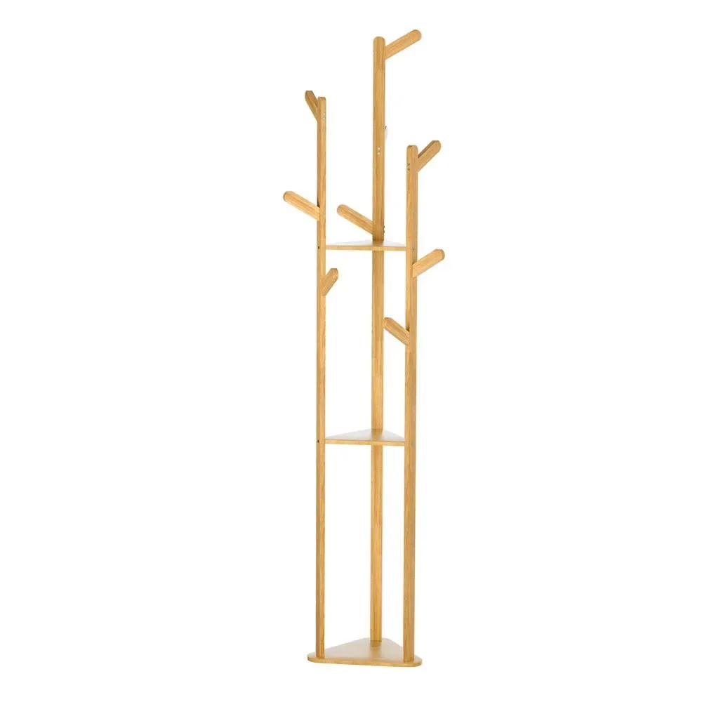 Bamboo Clothes Rack 3-Tier w/ 9 Hooks, 165cm - Artiss