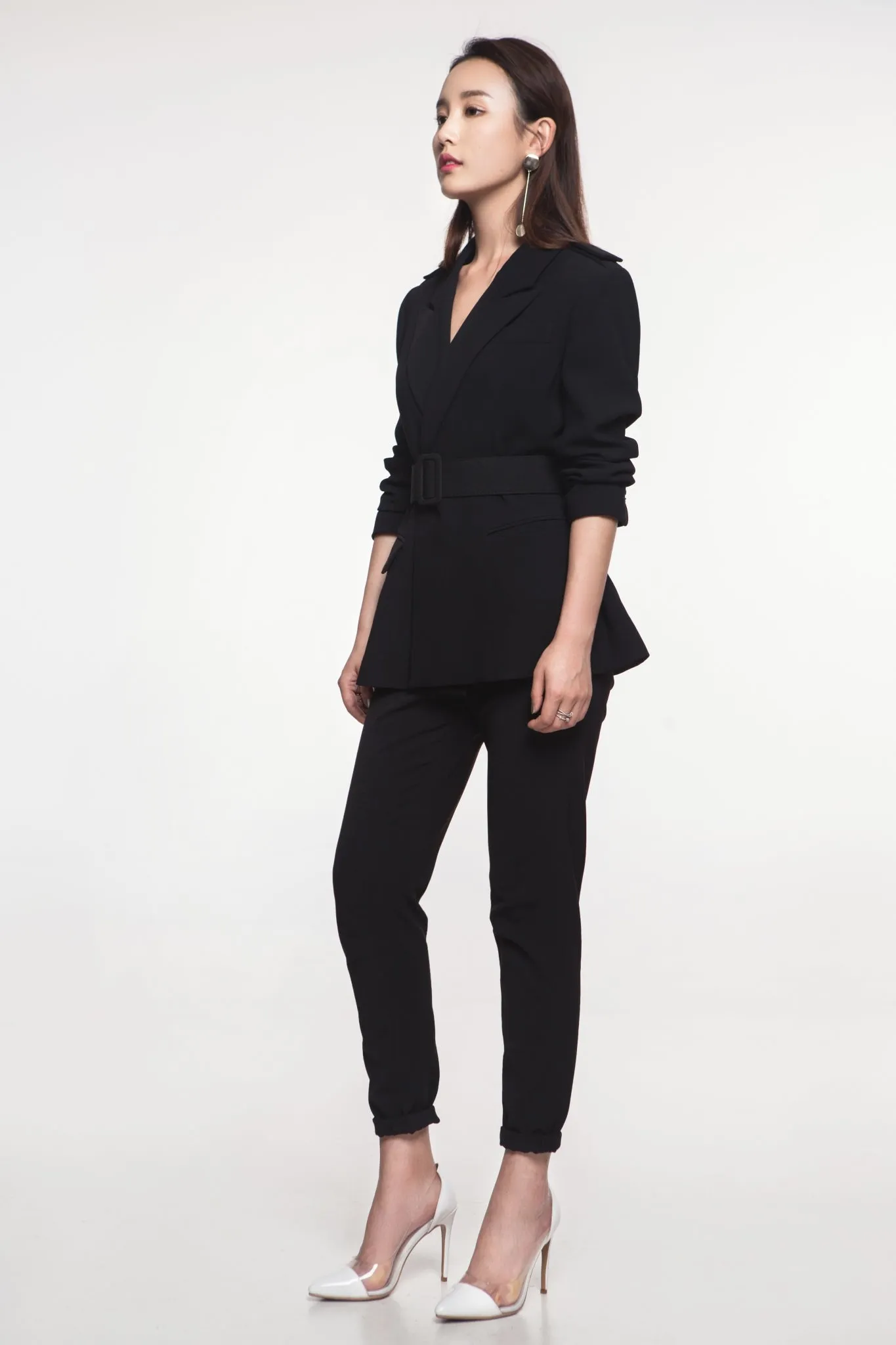 Belted Crossover Back Blazer