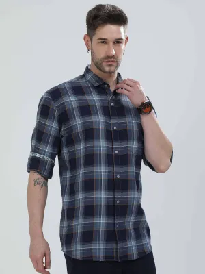 Blue Checkered Cotton Shirt