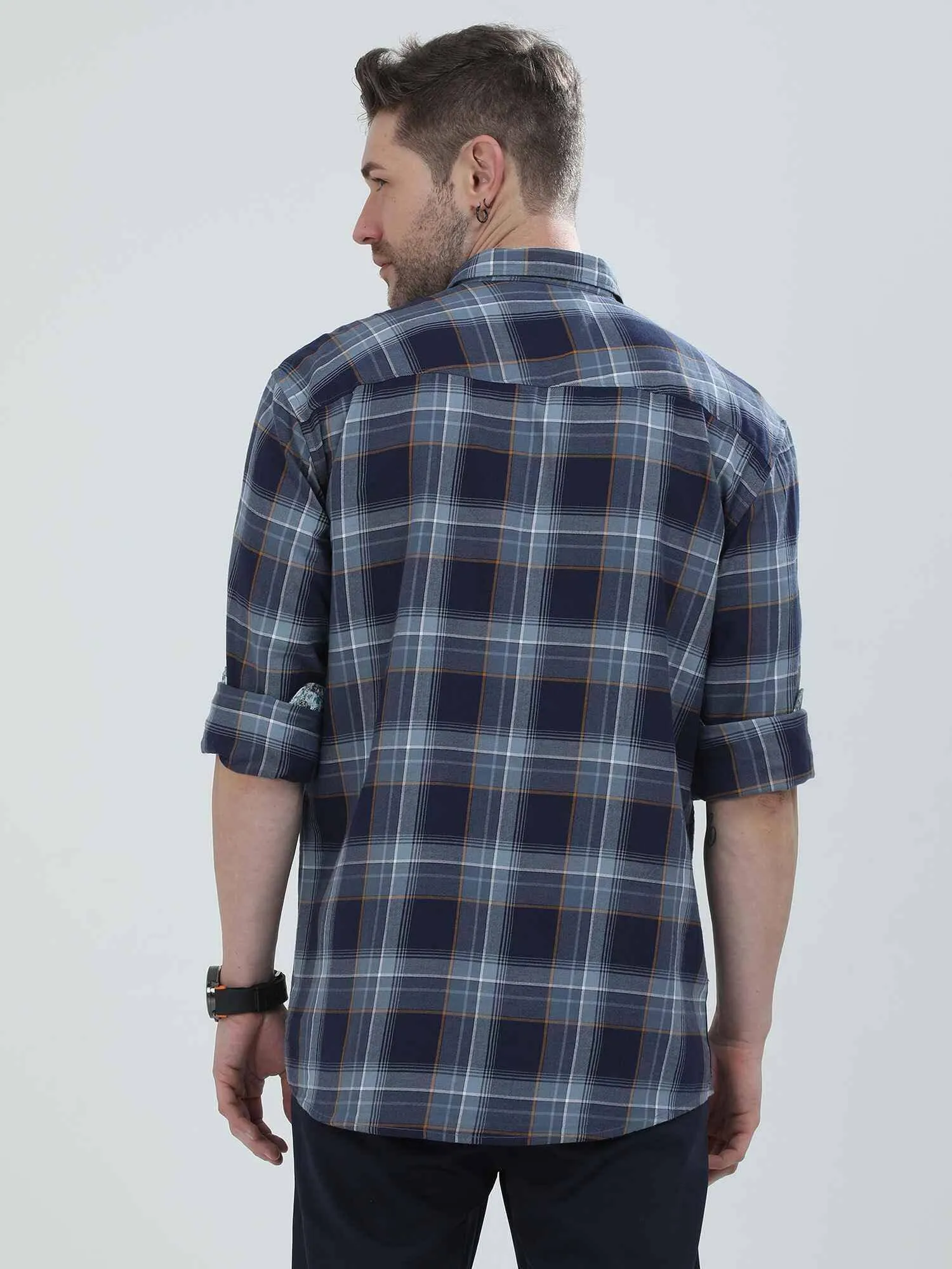 Blue Checkered Cotton Shirt