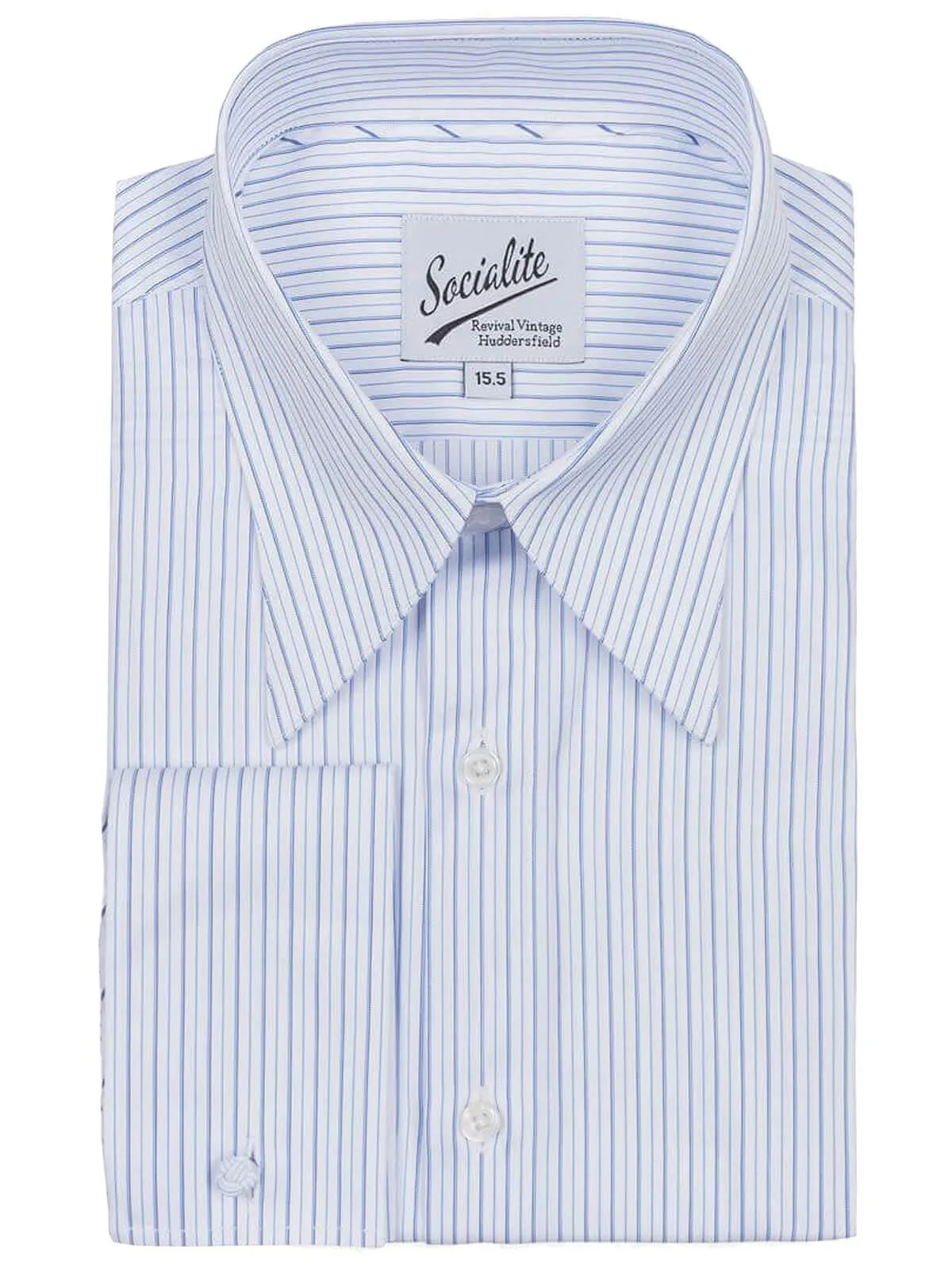 Blue York Stripe Deluxe Forties Vintage Look Spearpoint Shirt