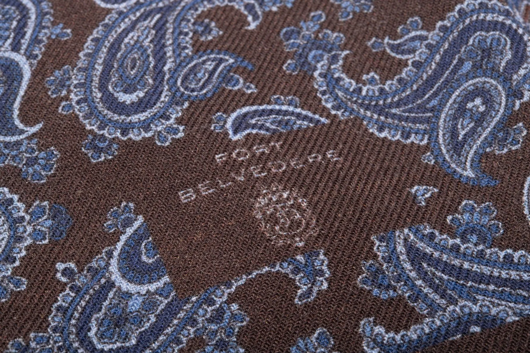 Bronze-Blue Paisley & Diamond Double Sided Scarf