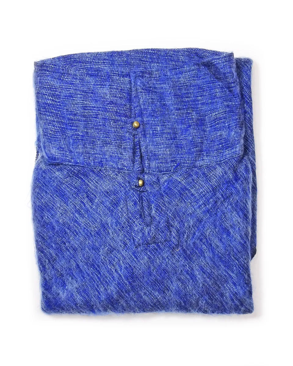 Brushed Woven Poncho in Azure