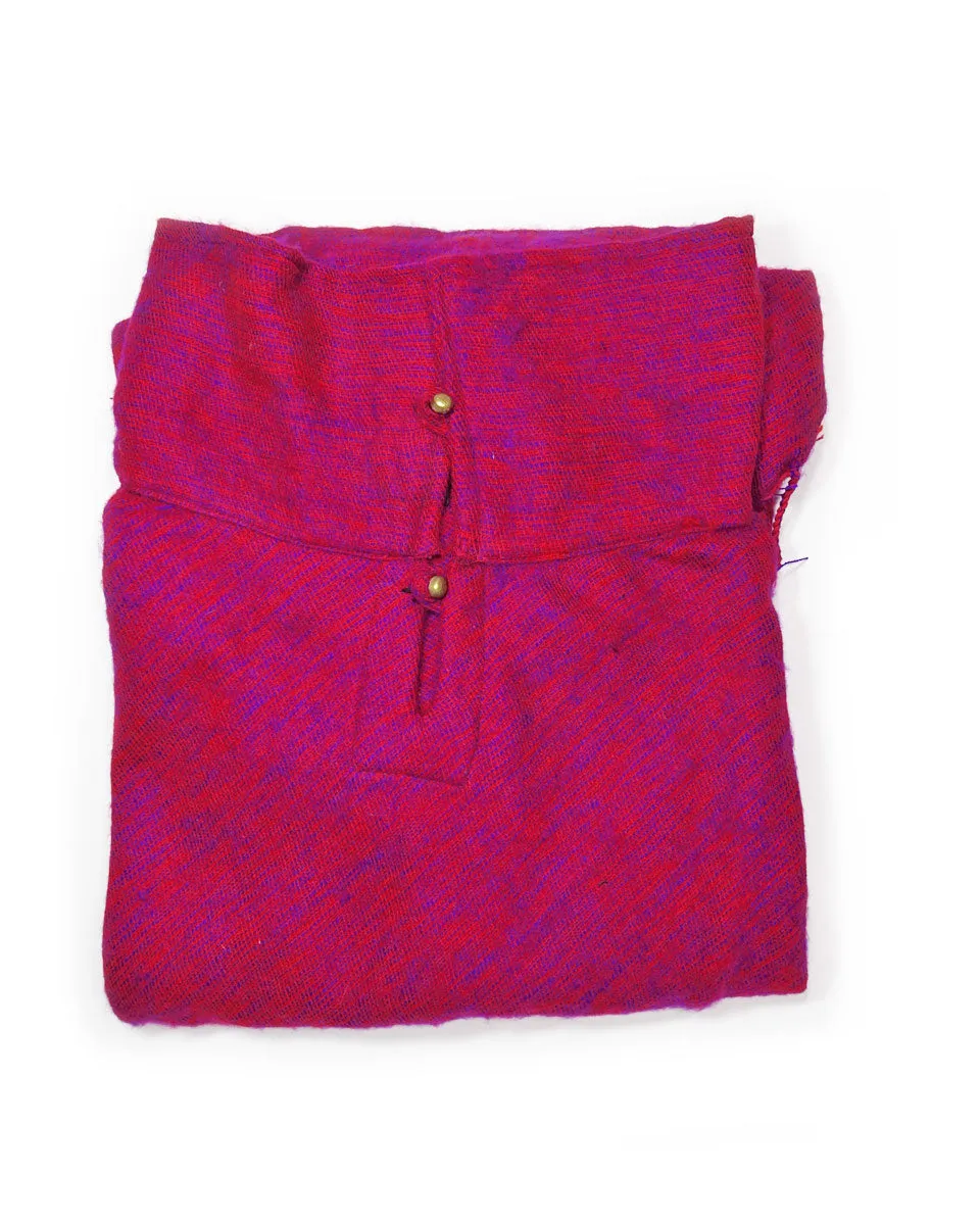 Brushed Woven Poncho in Berry