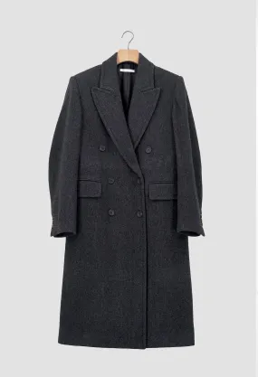 CAMERON - Double-Breasted Wool Coat in Dark Grey