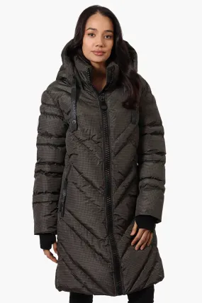 Canada Weather Gear Long Chevron Quilted Parka Jacket - Olive