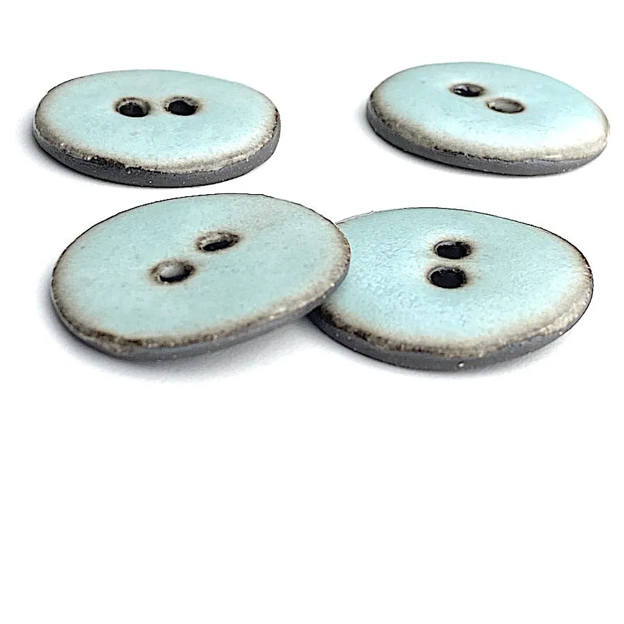 Celadon/Brown Ceramic 1" Buttons Round 2-Hole #RN-CLR