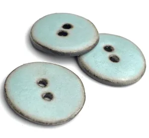 Celadon/Brown Ceramic 1" Buttons Round 2-Hole #RN-CLR