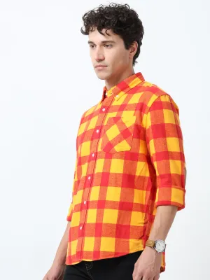 Clio - Brushed Checkered Shirt - Sunset Checkered