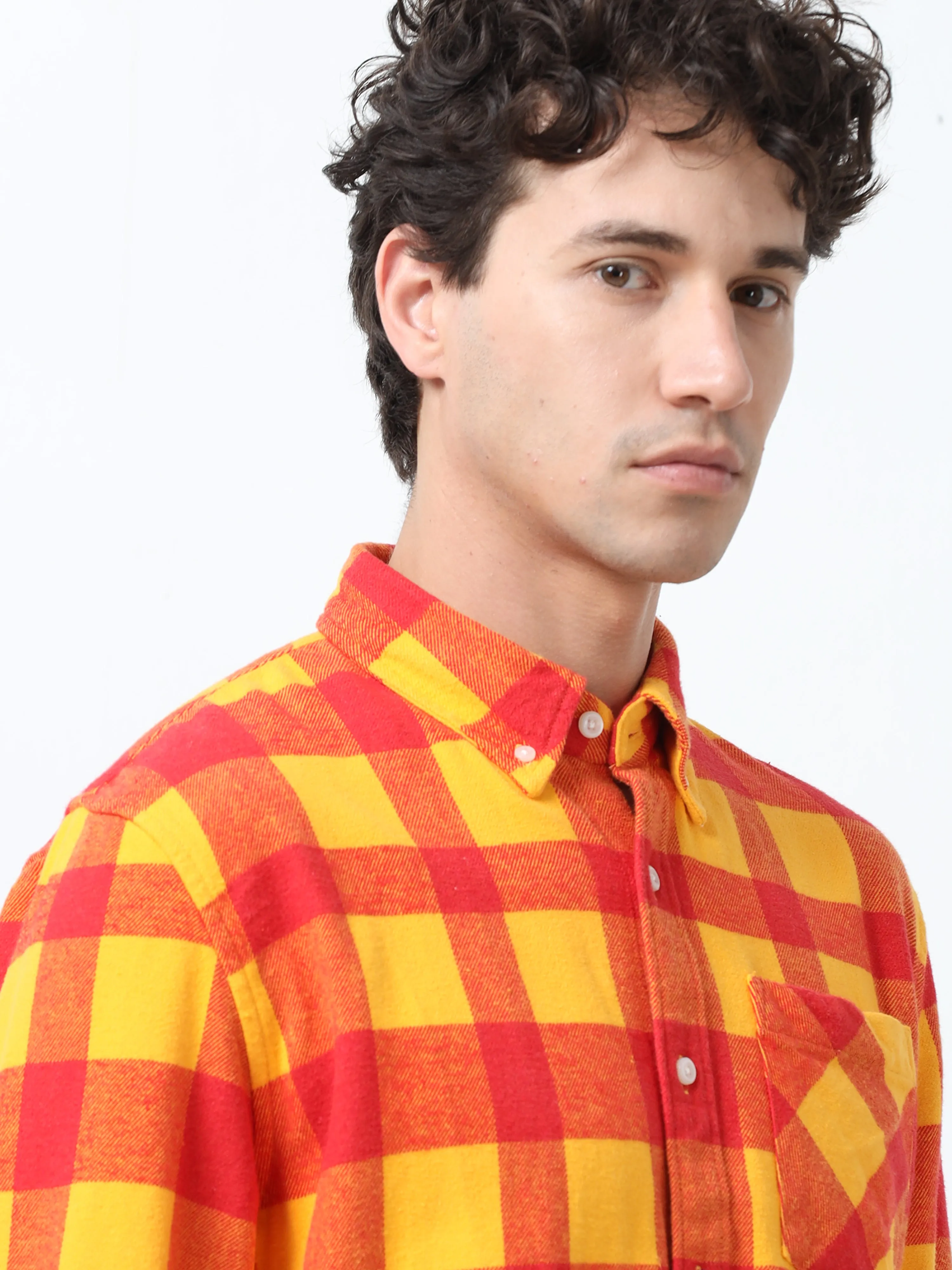 Clio - Brushed Checkered Shirt - Sunset Checkered