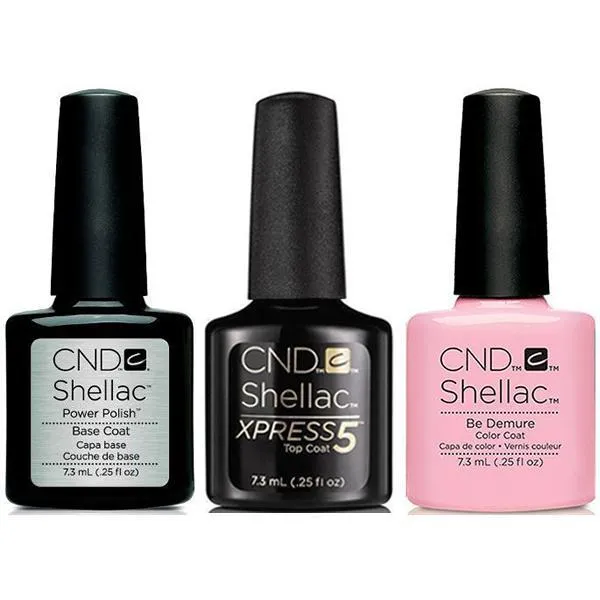 CND - Shellac Xpress5 Combo - Base, Top & Be Demure (0.25 oz)