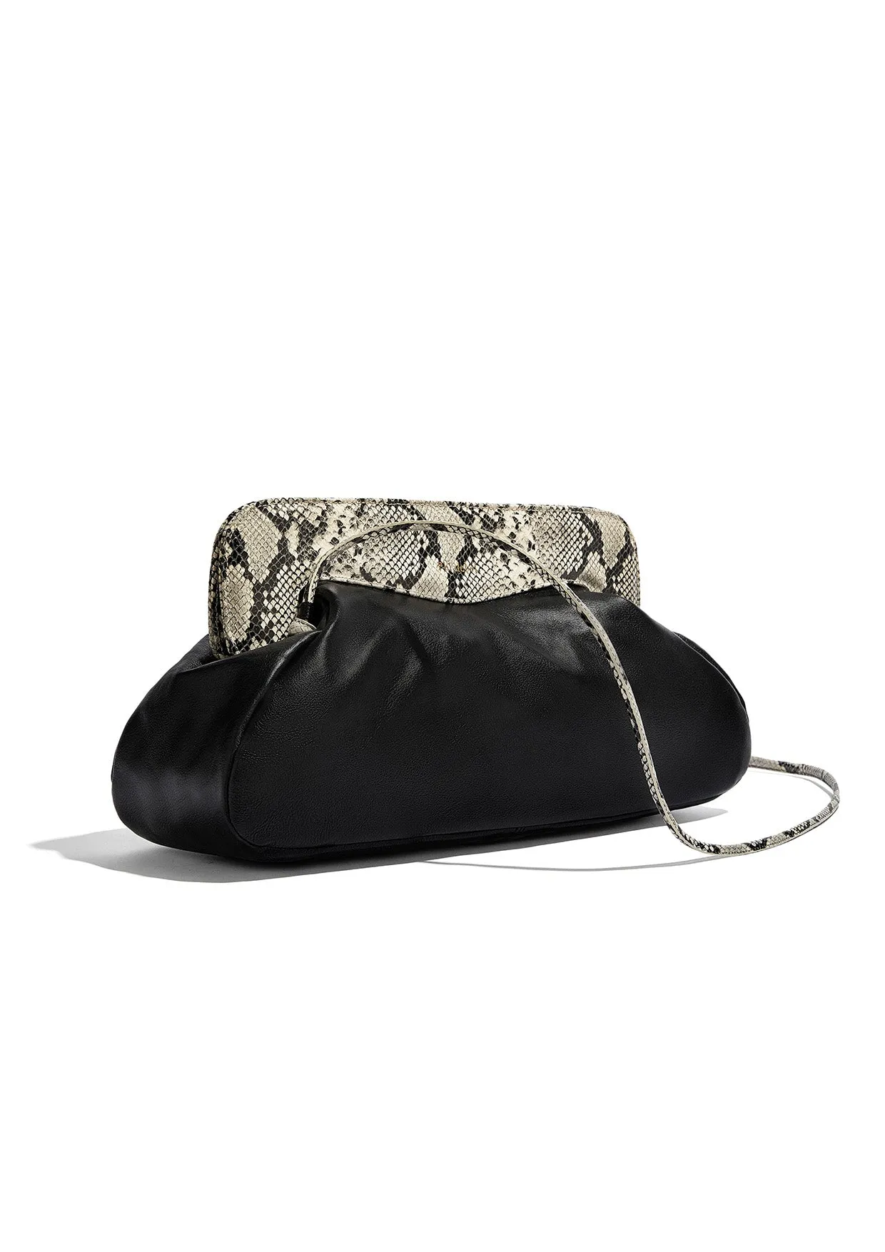 Constanza Snakeskin-Print Leather Clutch Bag