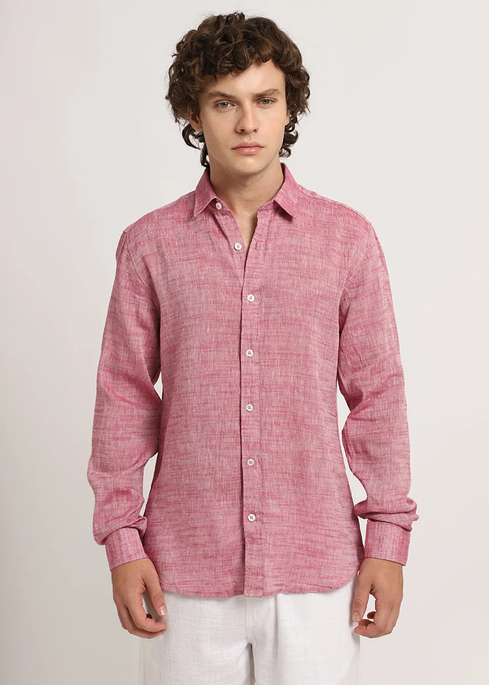 Coral Pink Linen Shirt