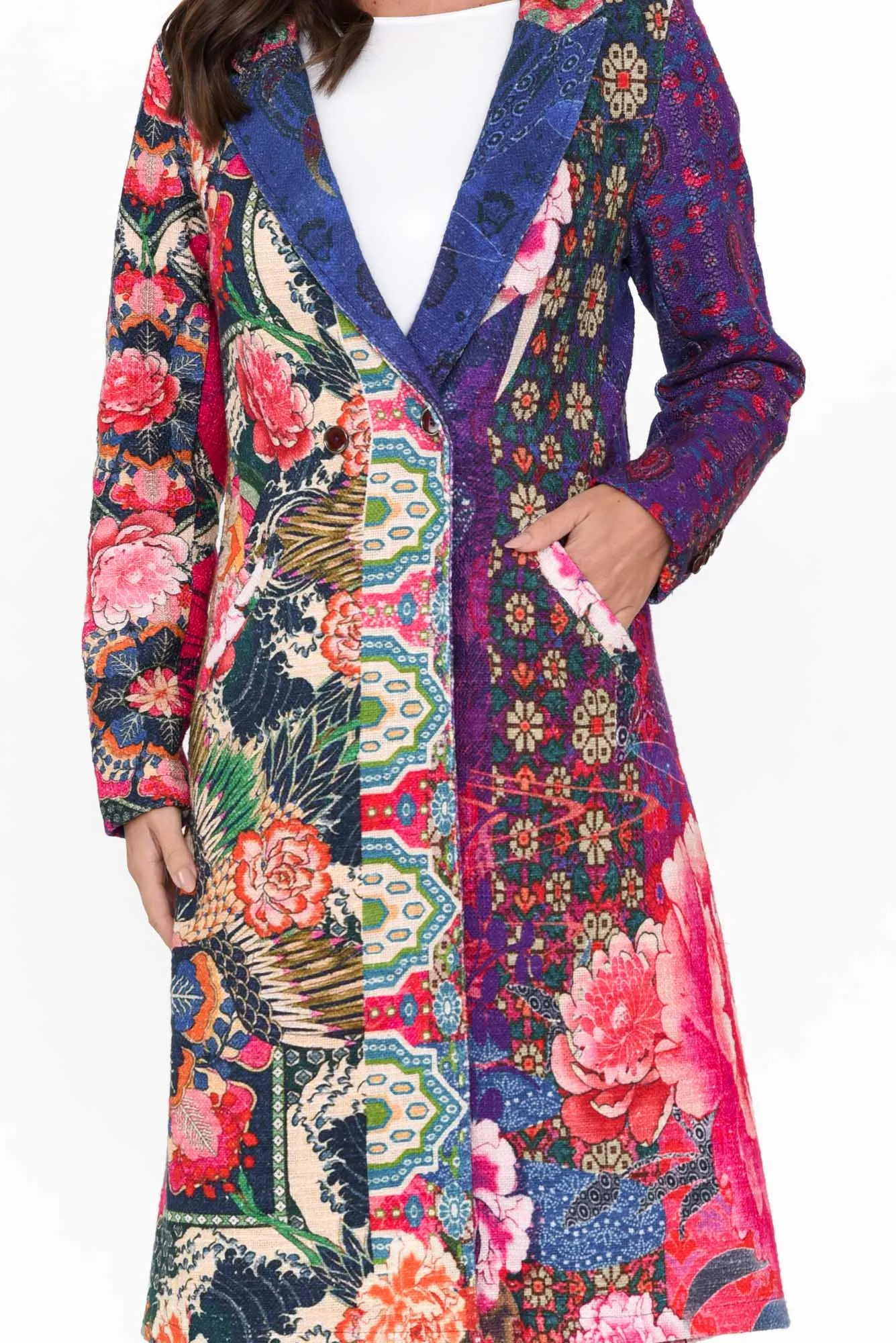 Corlis Pink Floral Cotton Pocket Coat