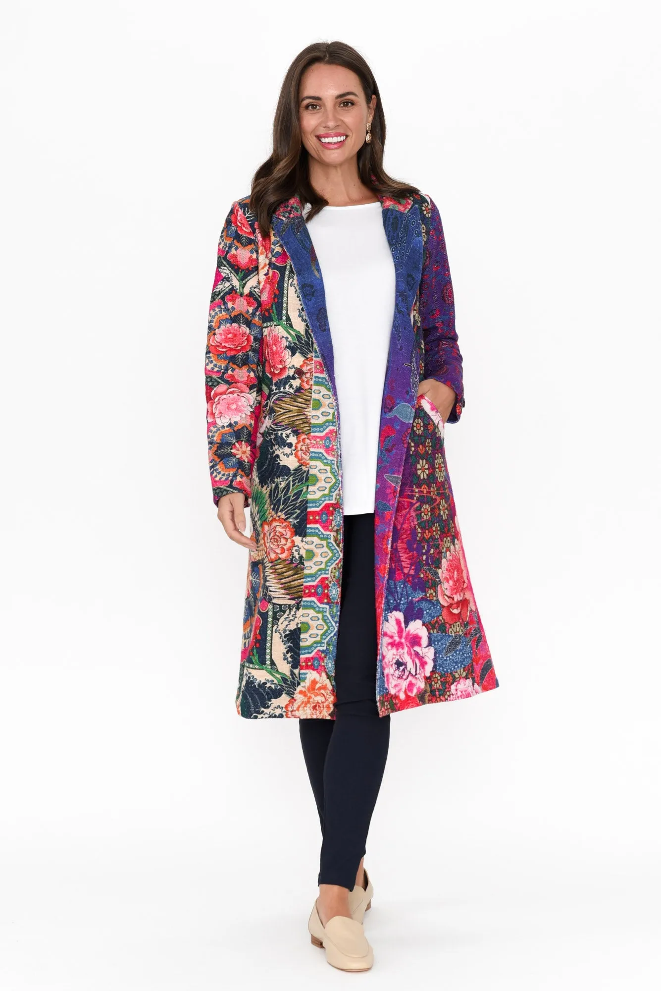 Corlis Pink Floral Cotton Pocket Coat