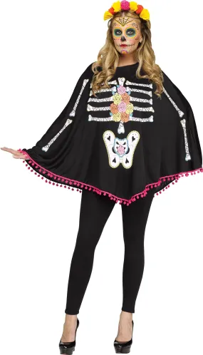 Costume femme poncho Day of the Dead