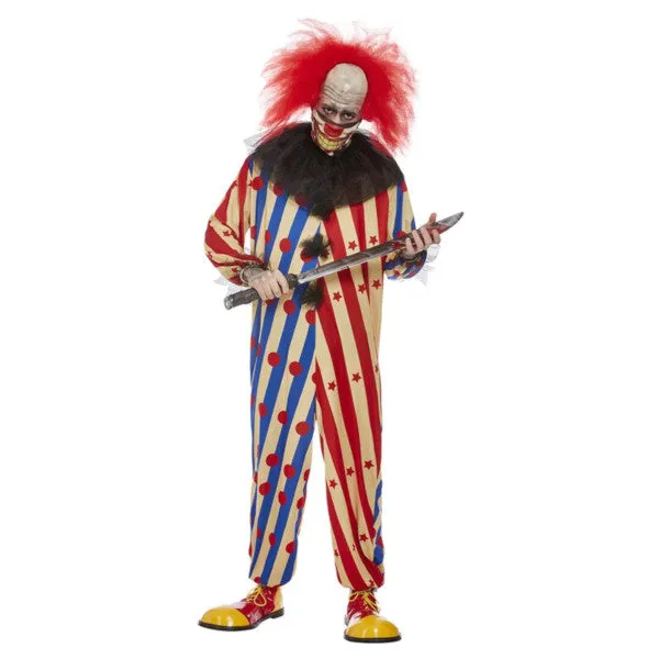 Creepy Clown Adult Costume-Red & Blue