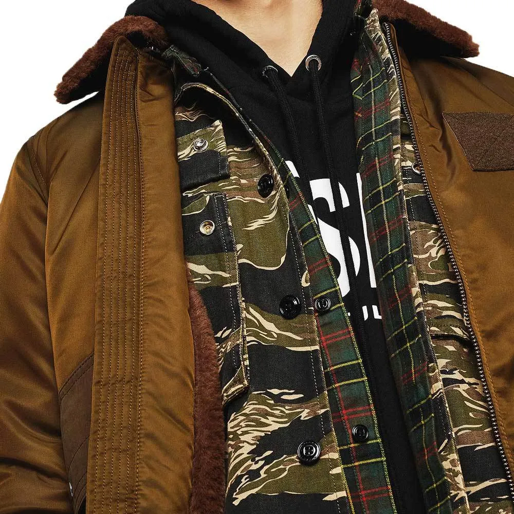 Diesel W-Slotkin-A Jacket  Flight Bomber Jacket - Green / Brown