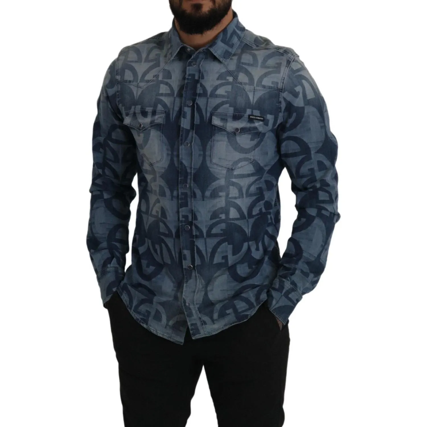 Dolce & Gabbana Elegant Slim Fit Casual Blue Men's Shirt