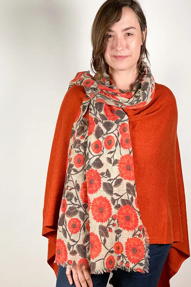 Dolma Cashmere Poncho Burnt Orange