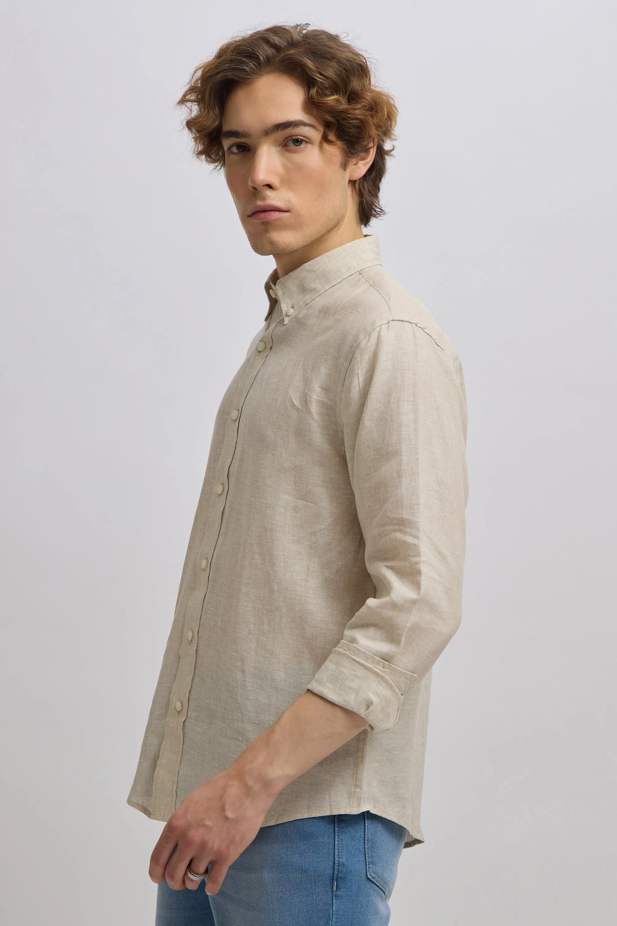 Epica - Premium 100% Linen Full Sleeve Shirt - Beige