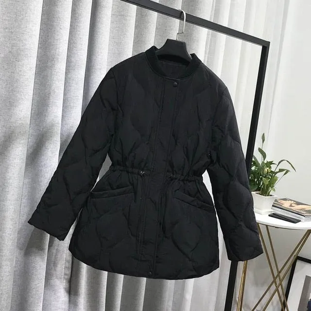 Fitaylor Women Stand Collar Baseball Uniform Down Parkas Winter Casual Zipper Slim Black White Down Jacket Female Bomber Outwear