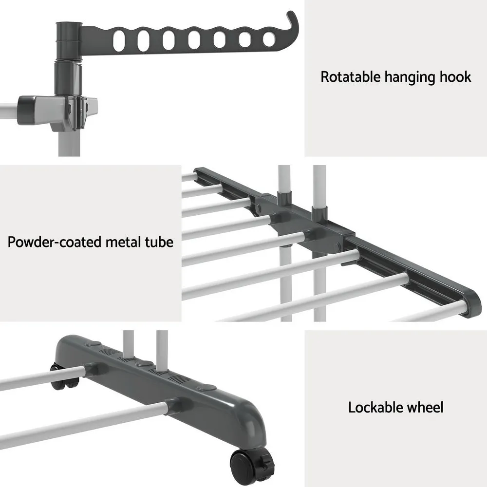 Foldable 3-Tier Clothes Drying Rack with Wheels - Artiss