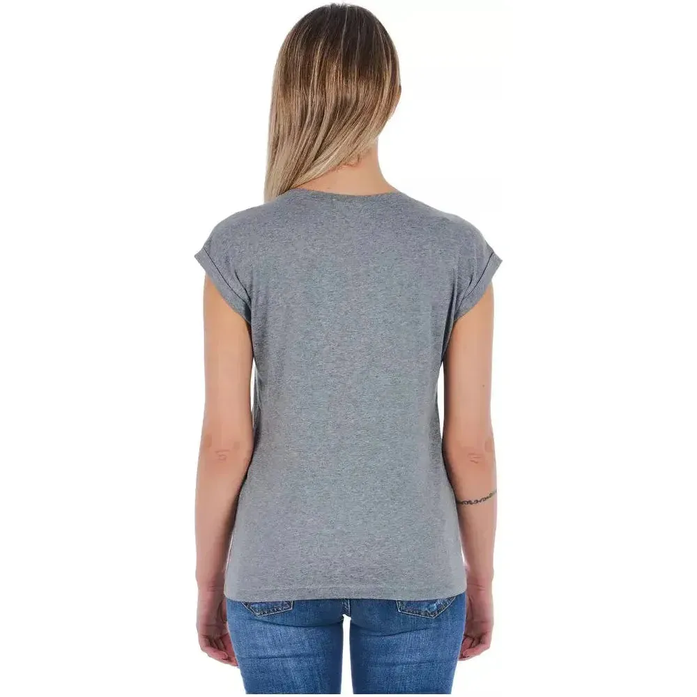 Frankie Morello Gray Cotton Women T-Shirt