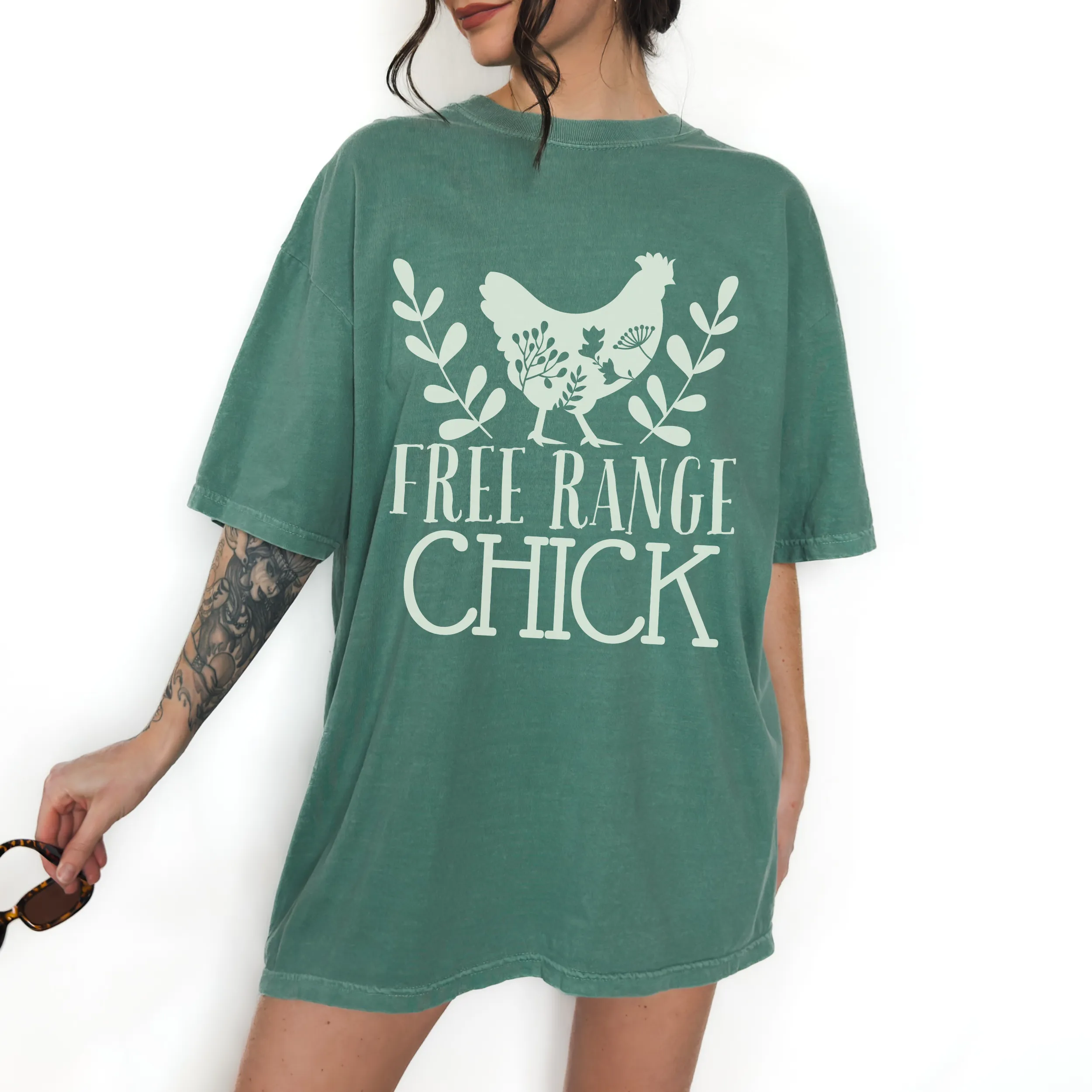 Free Range Chick Comfort Colors® T-Shirt, T-Shirt Dress Shirt, Graphic Tee, Oversized print, BOHO, Chicken Hen Raising T-Shirt