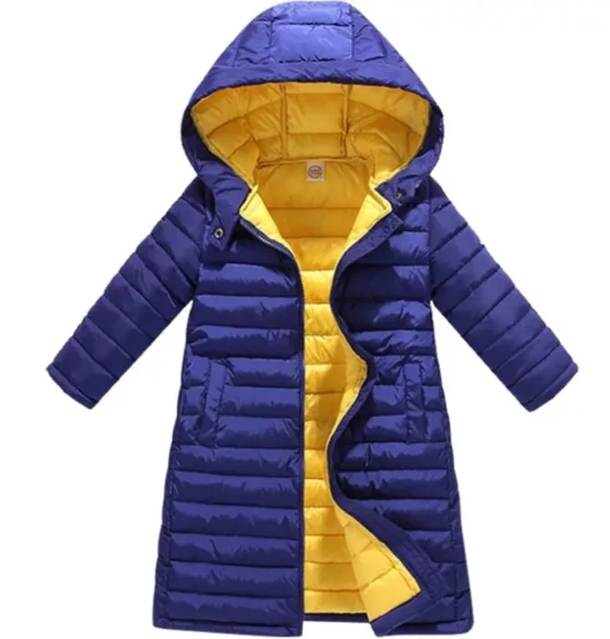 Girls Navy Padded Coat, Size 3-13 Yrs